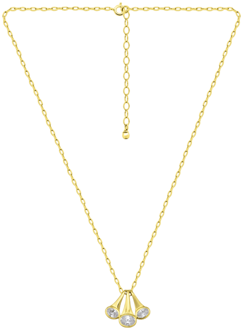 Cubic Zirconia Triple Horn Pendant Necklace in 18k Gold-Plated Sterling Silver (also in Sterling Silver), 16" + 2" extender, Exclusively