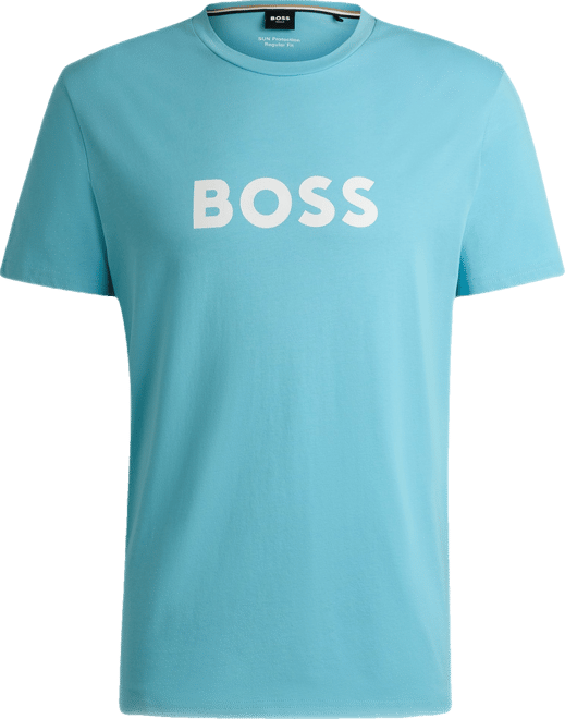 Tシャツ・カットソー BOSS Men T-shirt Blue 50537131 404 Hugo Boss Men's SPF 50+ UV Protection Cotton-Jersey T-Shirt