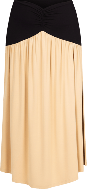 Plus Size V Waist A Line Side Slits Flared Maxi Skirt