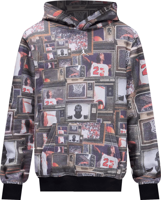 Jordan Sudadera con gorro sin cierre de tejido Fleece Brooklyn estampada para niños talla grande