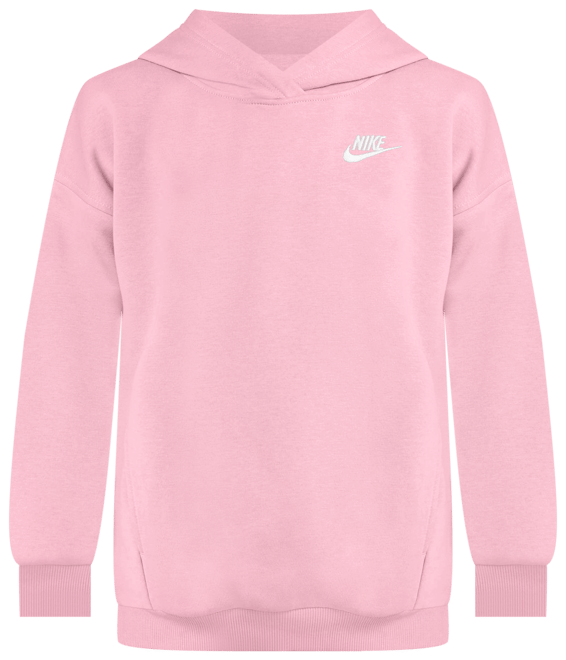 Nike Sportswear Club Fleece เสื้อมีฮู้ดแบบสวมเด็กโตขนาดโอเวอร์ไซส์