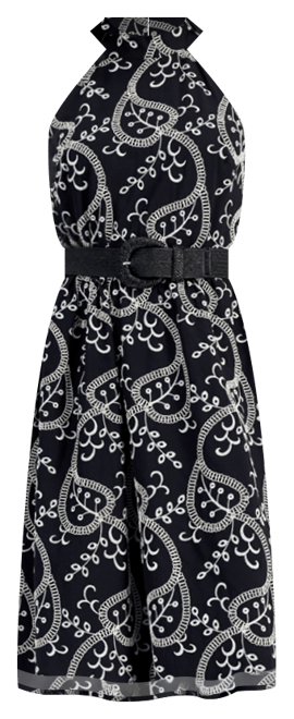 Women's Halter Neck Belted Midi Dress