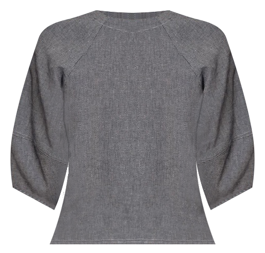 Organic Cotton Blend Short Sleeve Raglan Top in Navy/White Diagonal Stripe