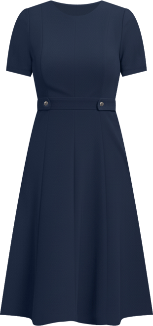 Women's Puff-Sleeve Tab-Detail Fit & Flare Dress