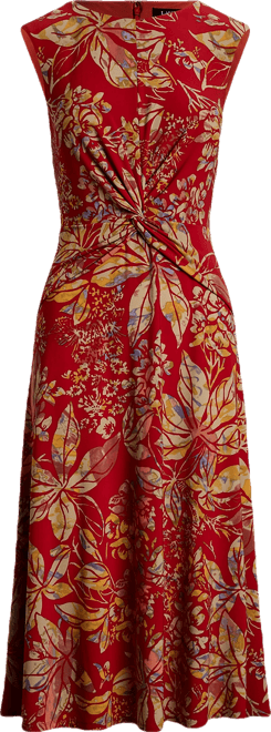 Ralph Lauren☆ Floral TwistFront Stretch Jersey Dress ワンピ Lauren Ralph Lauren Women's Floral Twist-Front Stretch