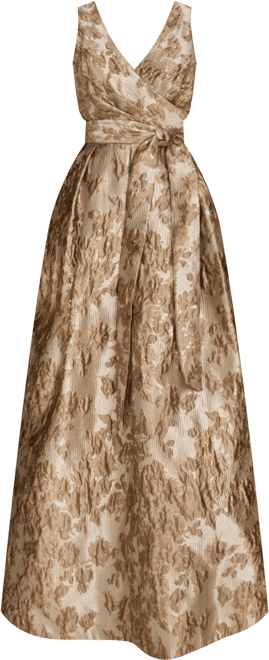 Women's Metallic-print Surplice Neck Gown