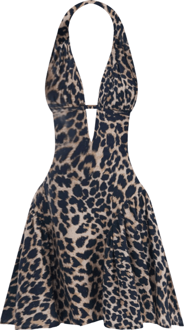 Women's Mackenzie Cheetah Print Halter Linen Mini Dress