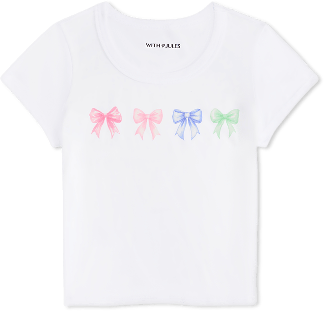 Big Girls Multi Bow Graphic Cotton T-Shirt