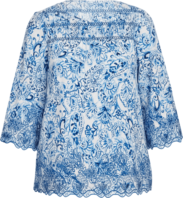 Petite Oceanic Paisley Embroidered Top