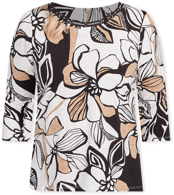 Women's Floral Leaf Embellished Top