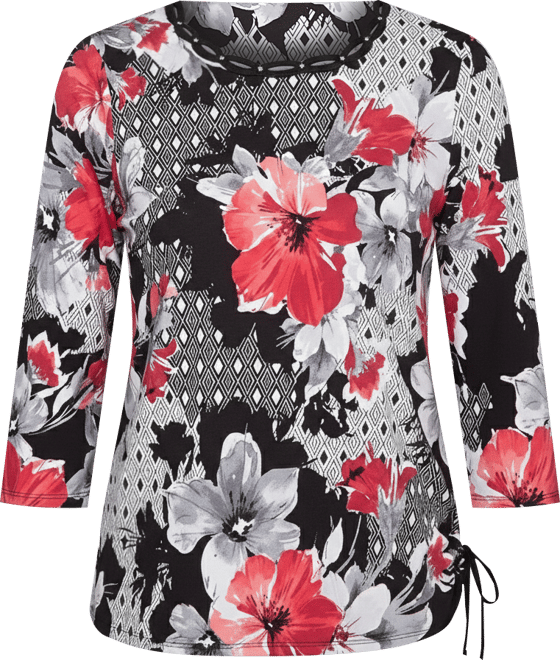 Women's Patchwork Diamond Floral Top