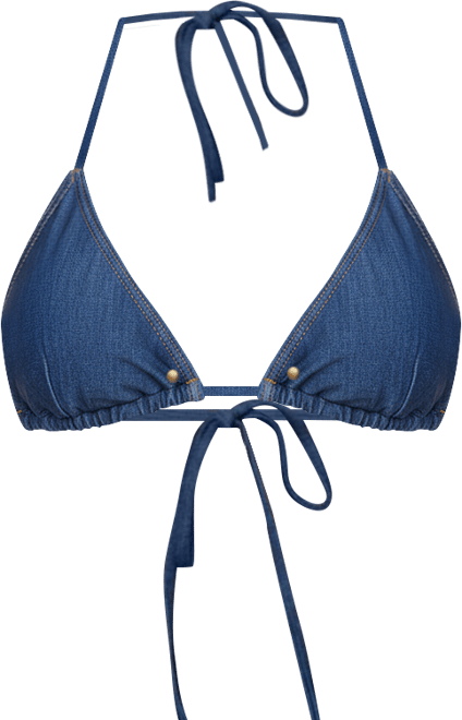 Women's Agnes Denim Printed Triangle Bikini Top