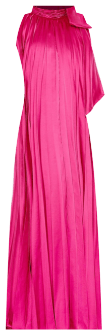 Women's Pleated Trapeze Halter Neck Gown