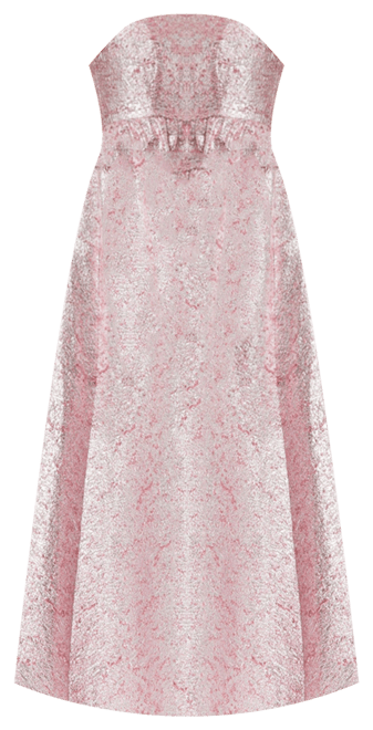 Women's Metallic Strapless Brocade Gown With Oversized Bow