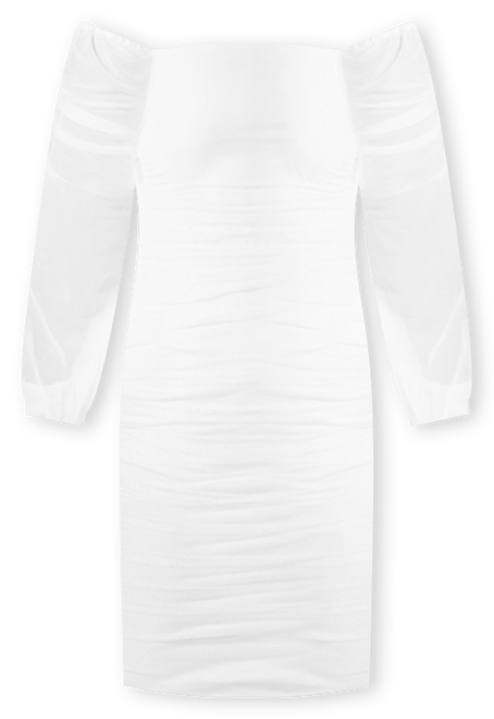 Women's Blouson Sleeve Ruched Midi Dress