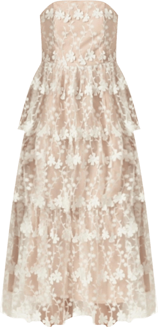 Women's Strapless Crochet Layered Midi Dress