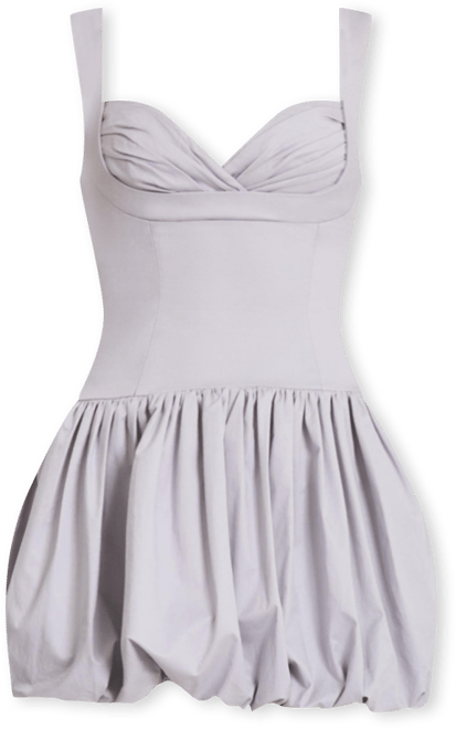 Women Zada Grey Pleated Breast Bubble Hem Mini Dress