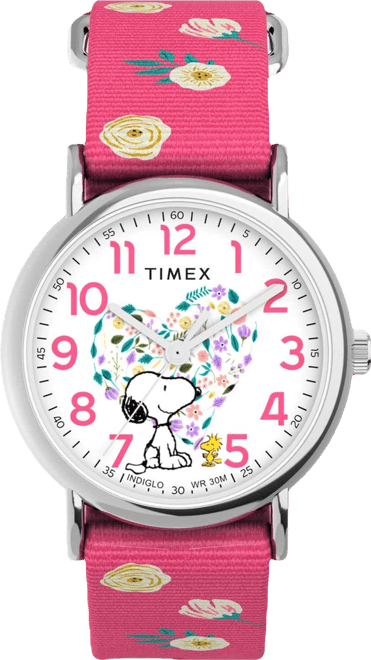 Women's Quartz Analog Pink Nylon Watch, 38mm