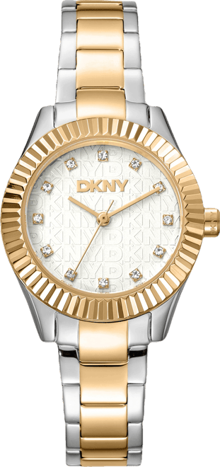 Women's Chambers Glitz Silver Dial Gold Two-Tone Stainless Steel Bracelet Watch 30mm
