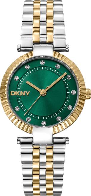 Women's Essential Glitz Dark Green Dial Gold Two-Tone Stainless Steel Bracelet Watch 30mm