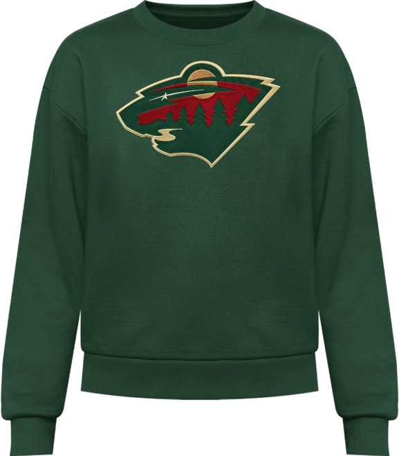 Women's Green Minnesota Wild Primary Logo Team Logo Victory Crewneck Pullover Sweatshirt