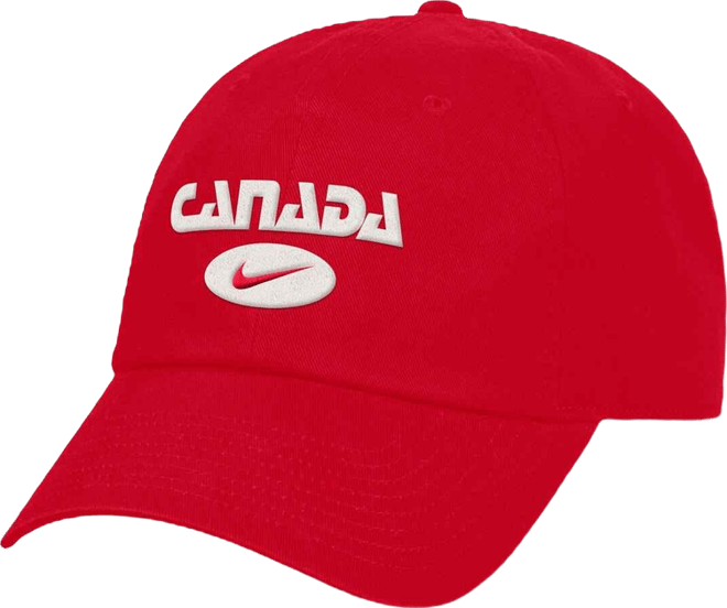 Men's and Women's Red Canada Soccer Club Adjustable Hat