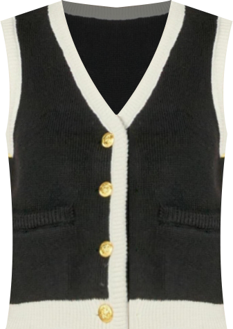 Women's Black and white knit vest