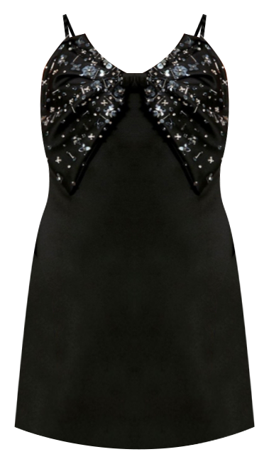 Women's Sleeveless Satin A-Line Beaded Bow Mini Dress