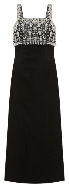 Women's Wide Strap Embellished Top Midi Dress