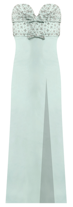 Women's Elegant Crepe Gown with Embellishments and Thigh-High Slit