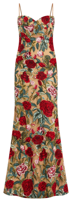Women's Floral Embroidered Off The Shoulder Gown