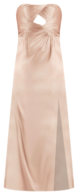 Women's Strapless Charmeuse Wrap Gown With Cutout Detail