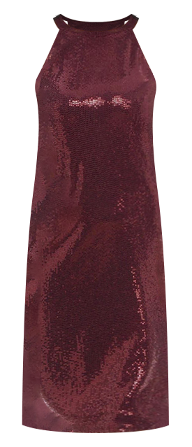 Women's Mock Neck Disco Dot Midi Dress