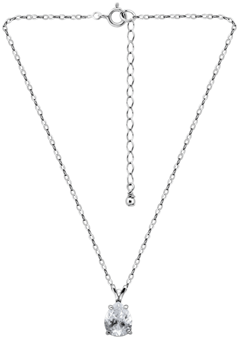Cubic Zirconia Pear Solitaire Pendant Necklace, 16" + 2" extender, Exclusively at Macy's