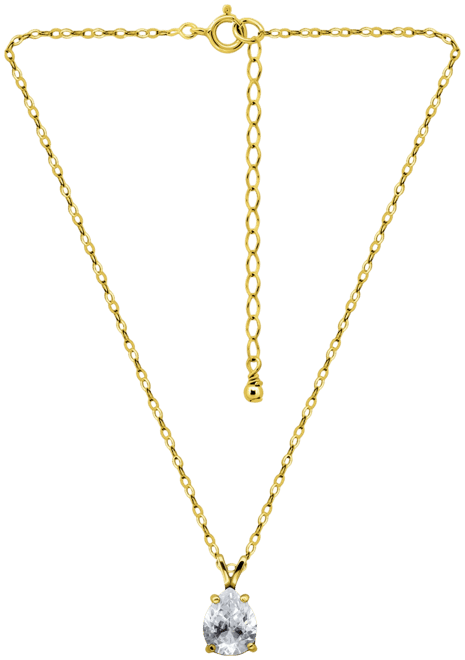 Cubic Zirconia Pear Solitaire Pendant Necklace, 16" + 2" extender, Exclusively at Macy's