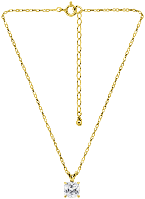 Cubic Zirconia Cushion Solitaire Pendant Necklace, 16" + 2" extender, Exclusively at Macy's