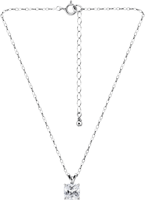 Cubic Zirconia Cushion Solitaire Pendant Necklace, 16" + 2" extender, Exclusively at Macy's