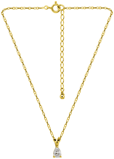 Cubic Zirconia Pear Solitaire Pendant Necklace, 16" + 2" extender, Exclusively at Macy's
