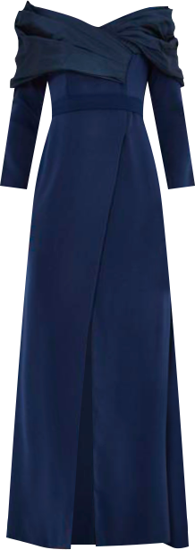 Women's Ruched Drape Off-The-Shoulder Wrap Over Gown