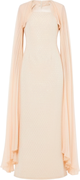 Women's Strapless Column Dress With Detachable Cropped Cape Jacket