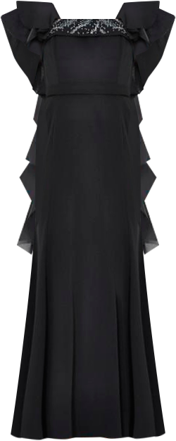 Women's Cascading Sleeves Gown with Embellished Neckline