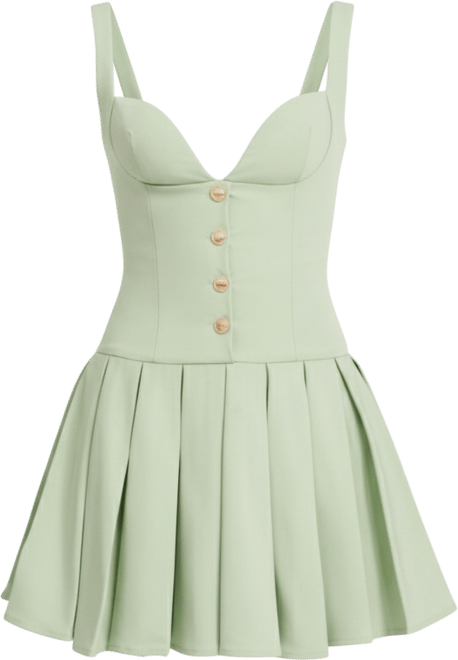 Women's Tala Pistachio Green Sleeveless Pleated Preppy Mini Dress