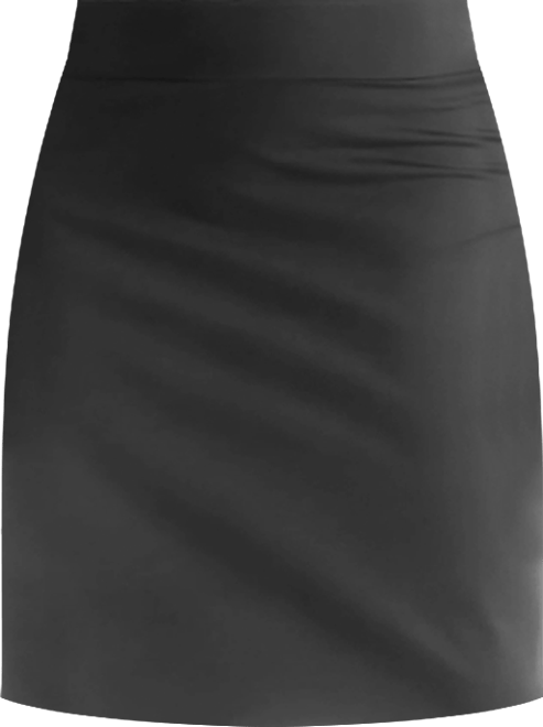 Petite Solid Color Elastic Waist Knee Length Pencil Skirt