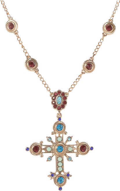 Crystal Gold-Tone Cross Pendant Necklace