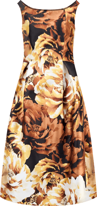 Women's Boat-Neck Floral-Print Dress