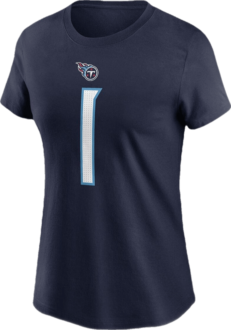 Women's Cam Ward Navy Tennessee Titans 2025 Nfl Draft First Round Pick Name Number T-Shirt