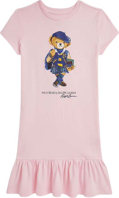 polo bear cotton jersey tee dress Polo Ralph Lauren Big Girls Polo Bear Cotton Jersey Dress - Hint Of Pink