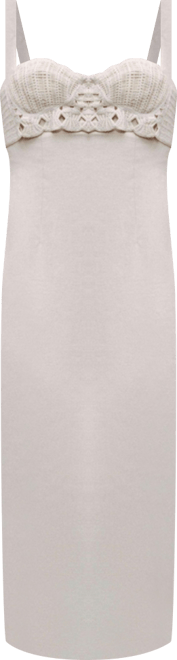 Women's Linen Brode Detailed Sweetheart Maxi Dress