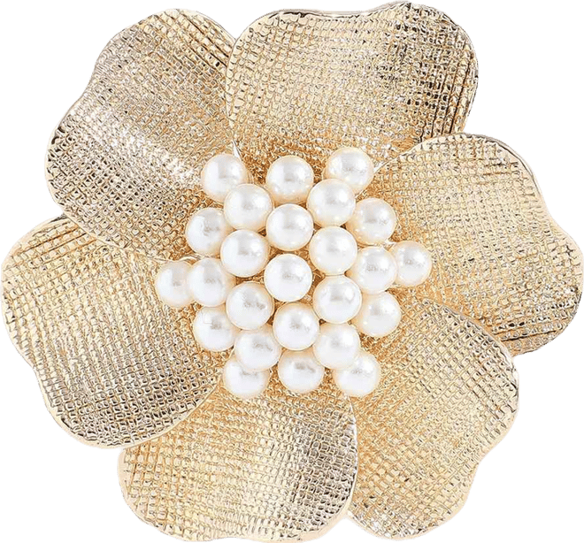 Women's Gold Metallic Flora Statement Ring