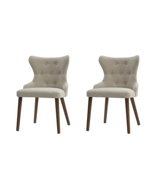 Pedro Mid-Century Modern Waterproof Button-Tufted Dining Chair with Wingback and Solid Wood Legs,Set of 2